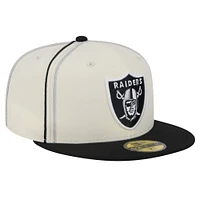 Casquette ajustée 59FIFTY crème Las Vegas Raiders Soutache New Era pour hommes