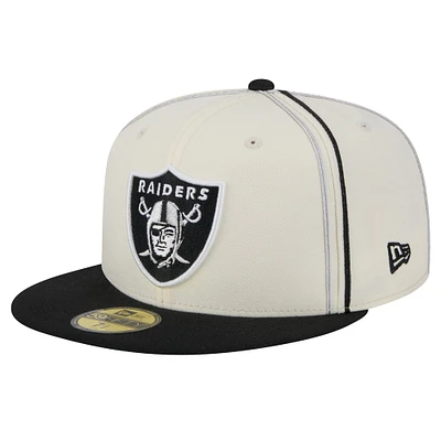 Casquette ajustée 59FIFTY crème Las Vegas Raiders Soutache New Era pour hommes