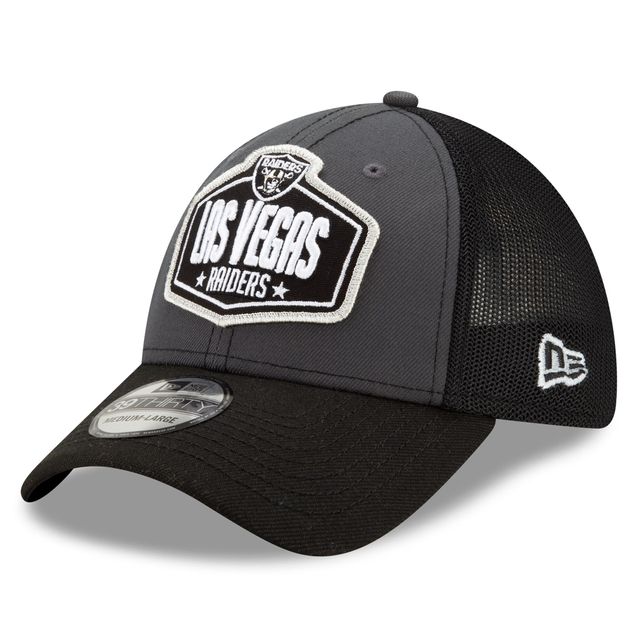 Casquette Flex New Era Graphite/Noir Las Vegas Raiders 2021 NFL Draft Trucker 39THIRTY pour homme