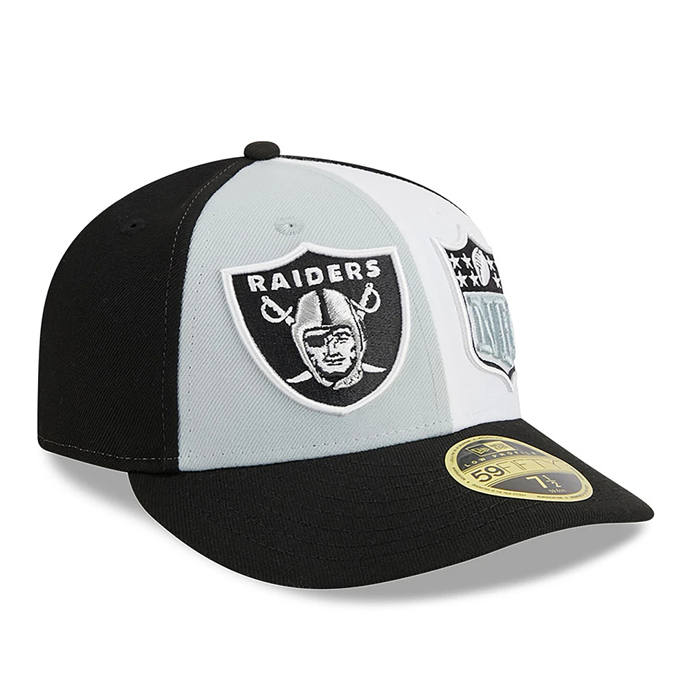 Casquette ajustée 59FIFTY Sideline Low Profile des Las Vegas Raiders 2023 New Era pour homme, gris/noir