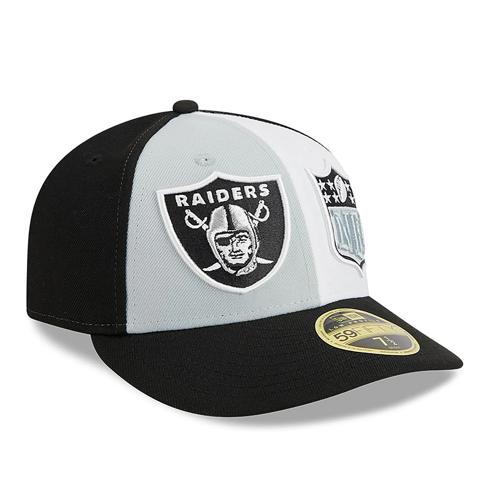 Casquette ajustée 59FIFTY Sideline Low Profile des Las Vegas Raiders 2023 New Era pour homme, gris/noir