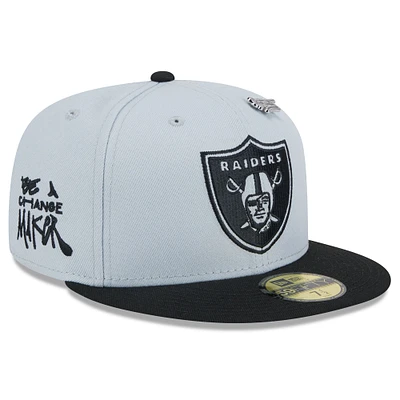 Casquette ajustée New Era 59FIFTY Las Vegas Raiders 2024 Inspire Change pour homme, gris/noir