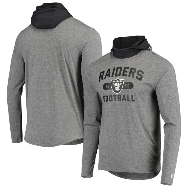 T-shirt à manches longues capuche Active Block Las Vegas Raiders New Era gris/noir pour homme