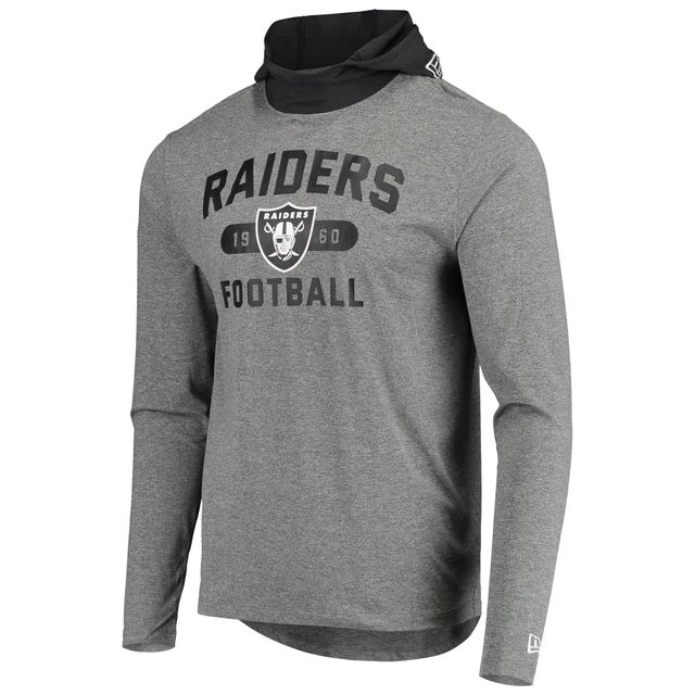 T-shirt à manches longues capuche Active Block Las Vegas Raiders New Era gris/noir pour homme