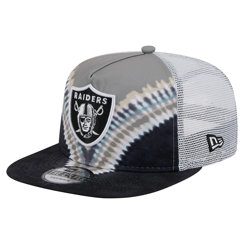 Casquette de golf à visière arrière grise/noire New Era pour homme Las Vegas Raiders