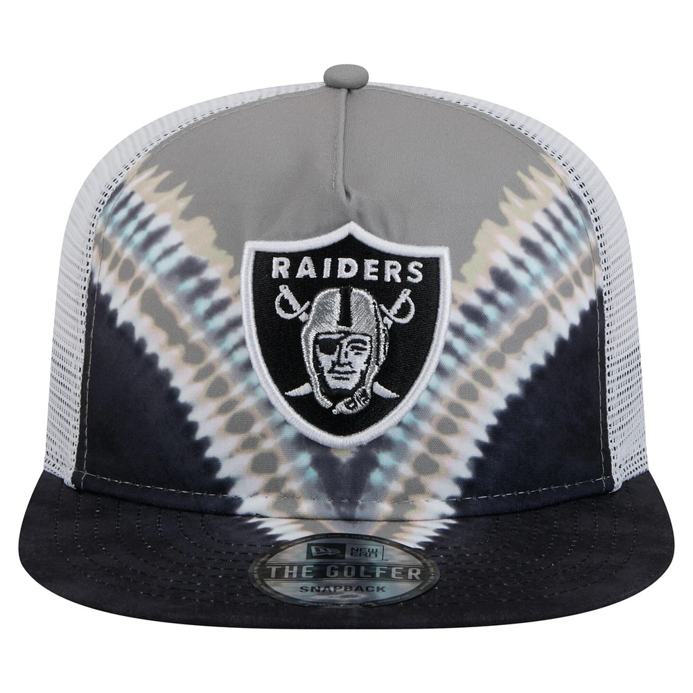 Casquette de golf à visière arrière grise/noire New Era pour homme Las Vegas Raiders