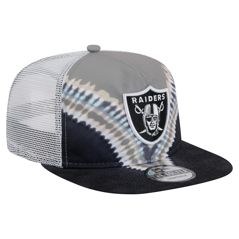 Casquette de golf à visière arrière grise/noire New Era pour homme Las Vegas Raiders