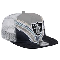 Casquette de golf à visière arrière grise/noire New Era pour homme Las Vegas Raiders