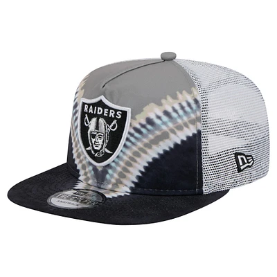 Casquette de golf à visière arrière grise/noire New Era pour homme Las Vegas Raiders