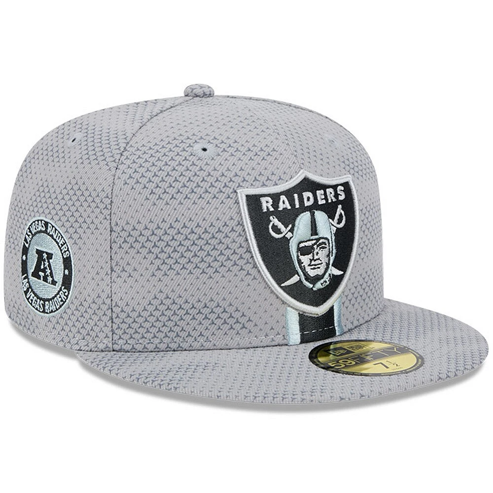 Casquette ajustée 59FIFTY Las Vegas Raiders 2024 Sideline New Era pour homme, grise