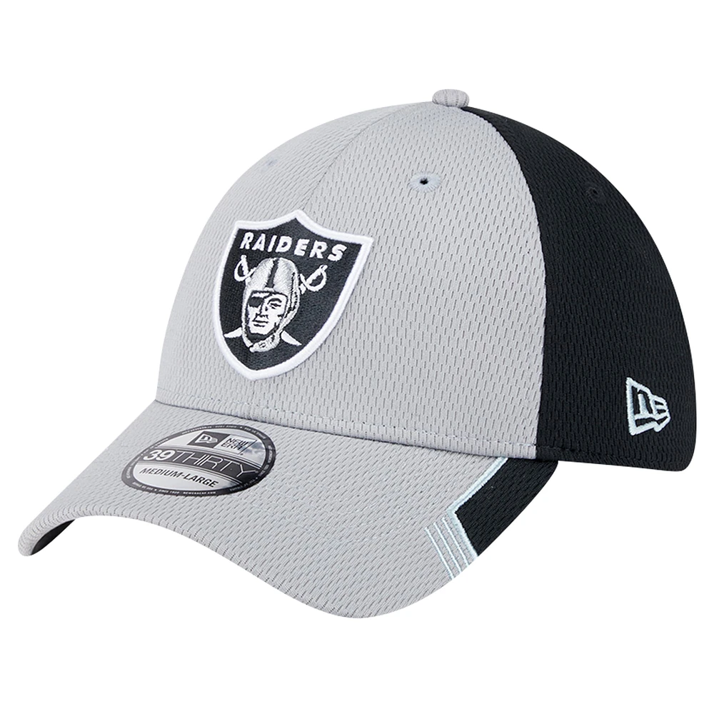 Casquette 39THIRTY Flex grise pour homme avec visière active des Las Vegas Raiders de New Era