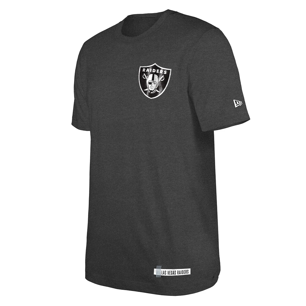 Men's New Era Heather Black Las Vegas Raiders 2024 NFL Training Camp T-Shirt