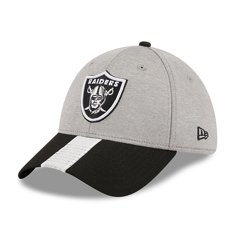 Casquette flexible 39THIRTY rayée gris chiné/noir Las Vegas Raiders New Era pour hommes