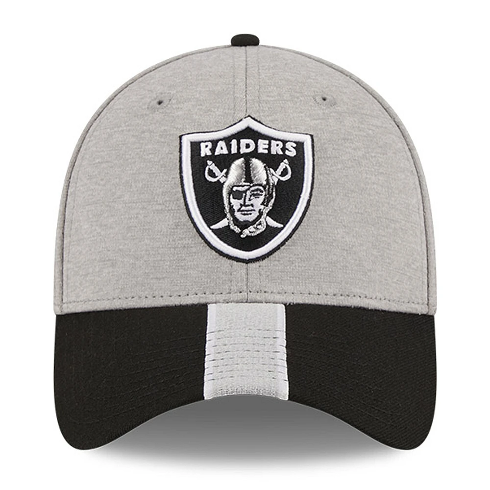 Casquette flexible 39THIRTY rayée gris chiné/noir Las Vegas Raiders New Era pour hommes