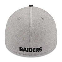 Casquette flexible 39THIRTY rayée gris chiné/noir Las Vegas Raiders New Era pour hommes