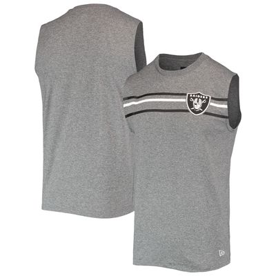 Men's New Era Heathered Gray Las Vegas Raiders Brushed Sleeveless Tank Top