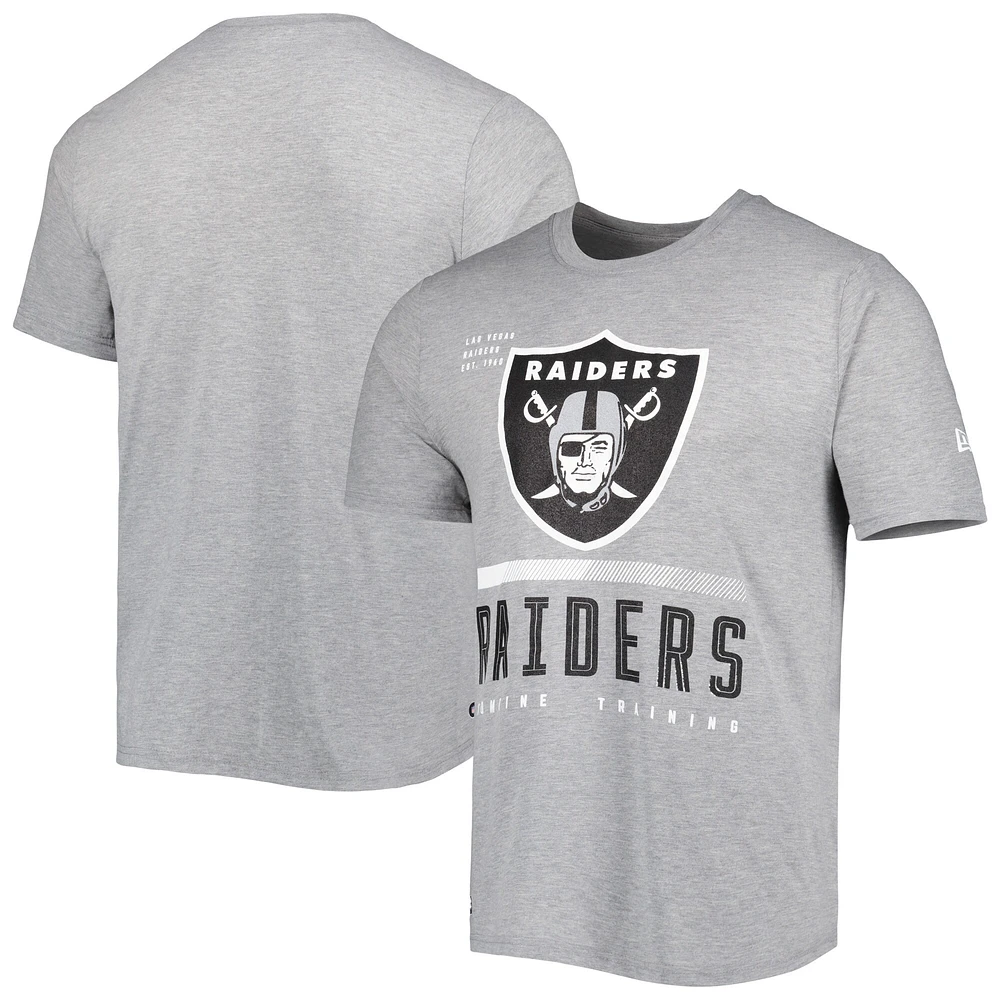 Men's New Era Heathered Gray Las Vegas Raiders Combine Authentic Red Zone T-Shirt