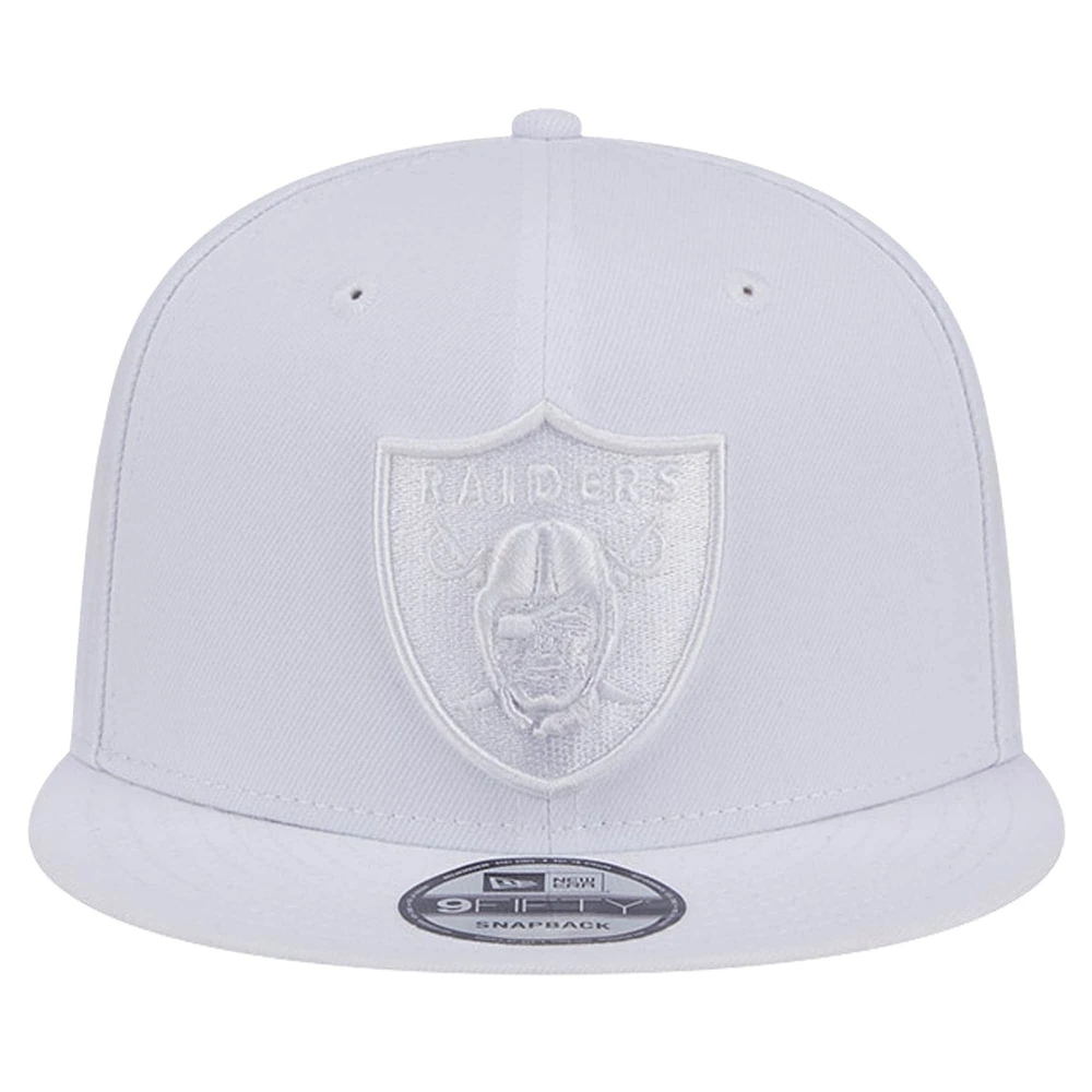 Men's New Era Las Vegas Raiders Main White on White 9FIFTY Snapback Hat