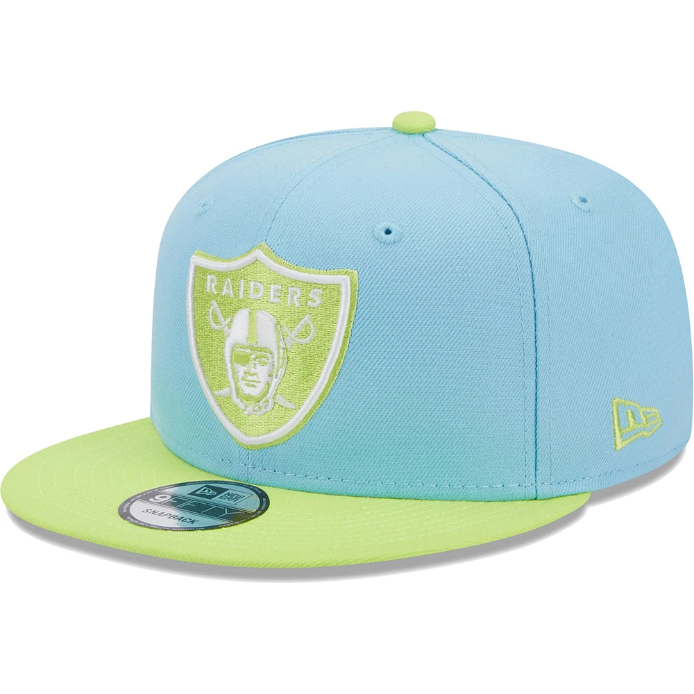 Men's New Era Light Blue/Neon Green Las Vegas Raiders Two-Tone Color Pack 9FIFTY Snapback Hat