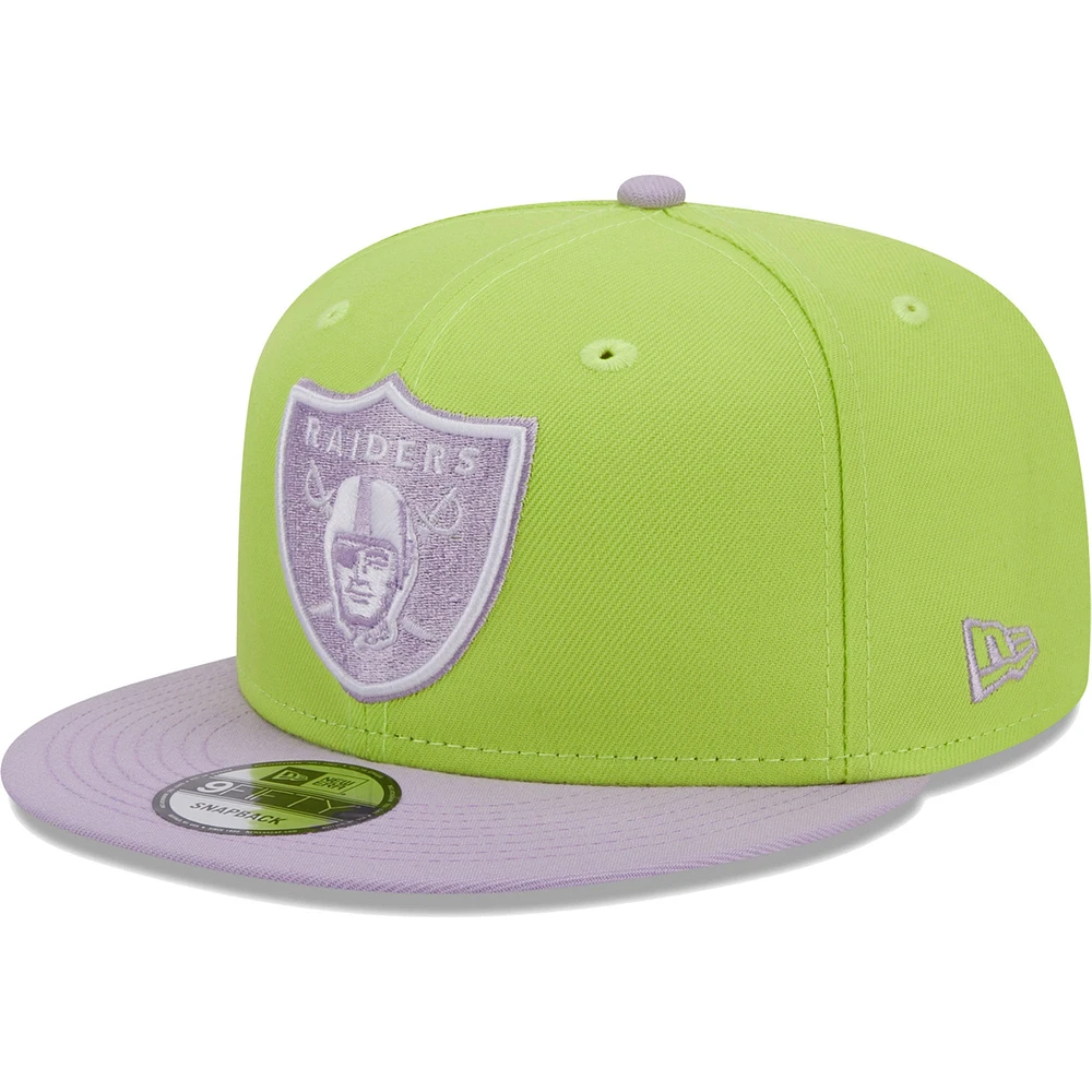 Men's New Era Neon Green/Lavender Las Vegas Raiders Two-Tone Color Pack 9FIFTY Snapback Hat