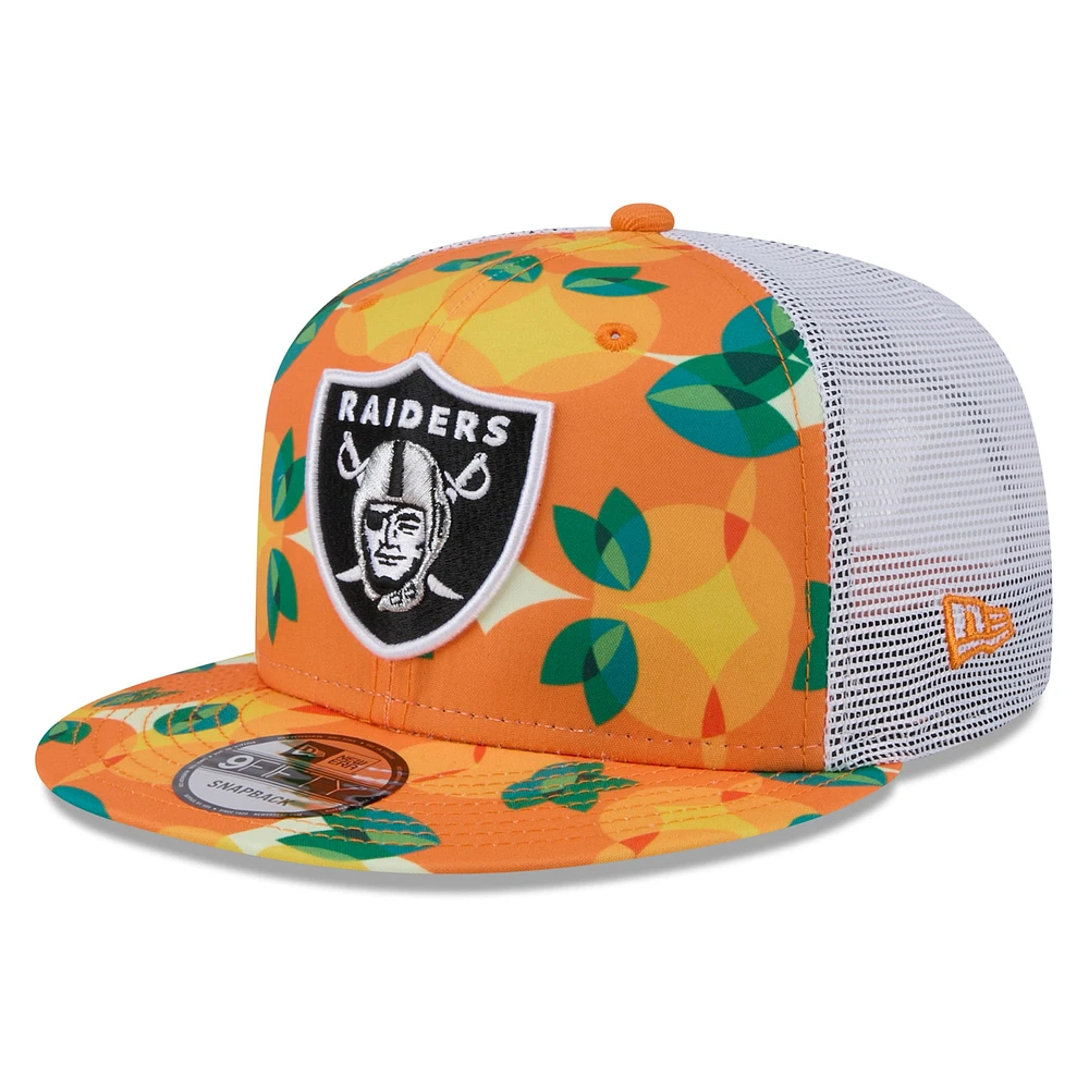 Casquette snapback orange Las Vegas Raiders Citrus 9FIFTY Trucker de New Era pour homme