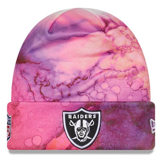 Las Vegas Raiders 2022 NFL Crucial Catch New Era pour homme - Rose - Tuque en tricot à revers