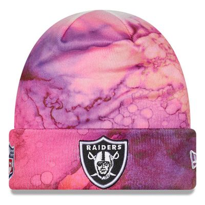 Men's New Era Pink Las Vegas Raiders 2022 NFL Crucial Catch - Cuffed Knit Hat