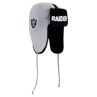 Men's New Era Silver Las Vegas Raiders Helmet Head Trapper Knit Hat