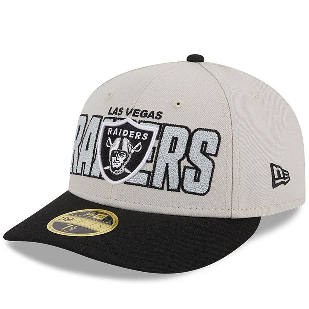 Casquette ajustée New Era Stone/Black Las Vegas Raiders 2023 NFL Draft Low Profile 59FIFTY pour homme