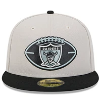 Men's New Era Stone/Black Las Vegas Raiders 2024 Sideline Historic 59FIFTY Fitted Hat