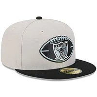 Men's New Era Stone/Black Las Vegas Raiders 2024 Sideline Historic 59FIFTY Fitted Hat