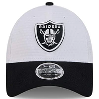 Men's New Era White/Black Las Vegas Raiders 2024 NFL Training Camp 9FORTY Adjustable Hat