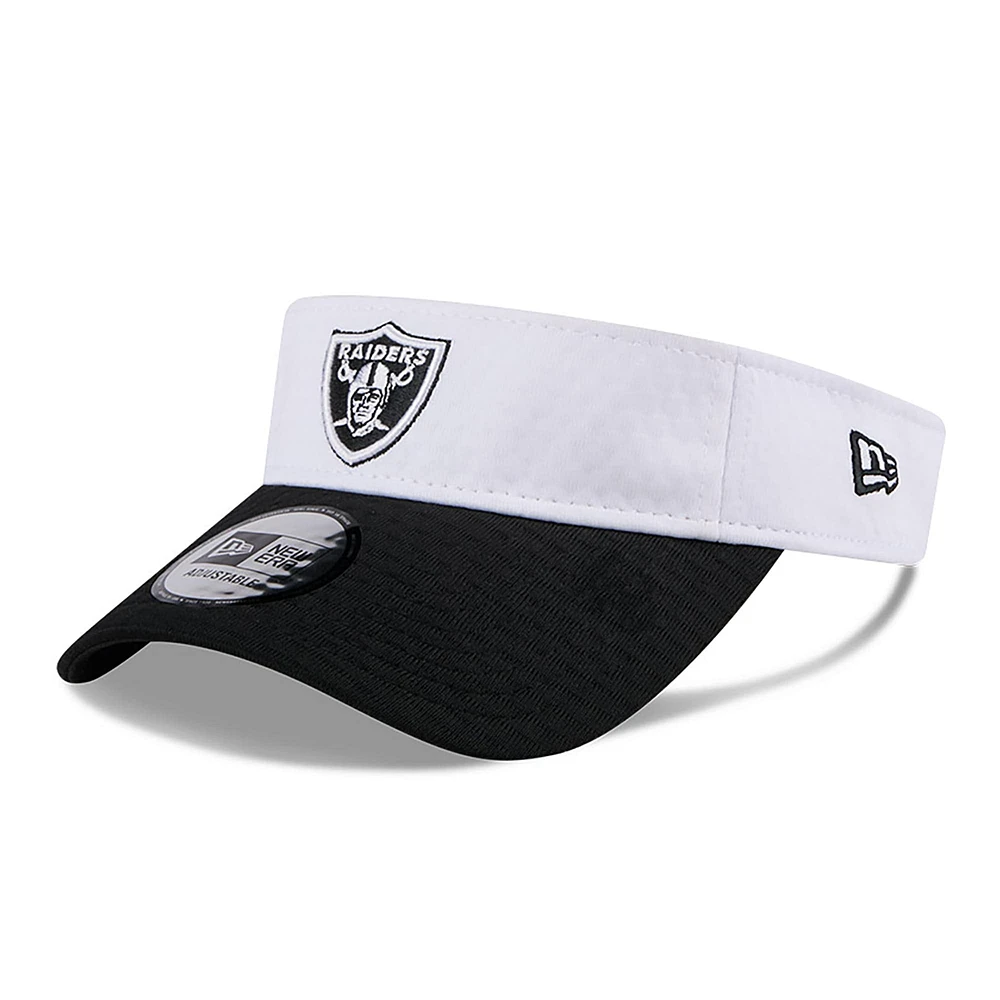 Men's New Era White/Black Las Vegas Raiders 2024 NFL Training Camp Adjustable Visor