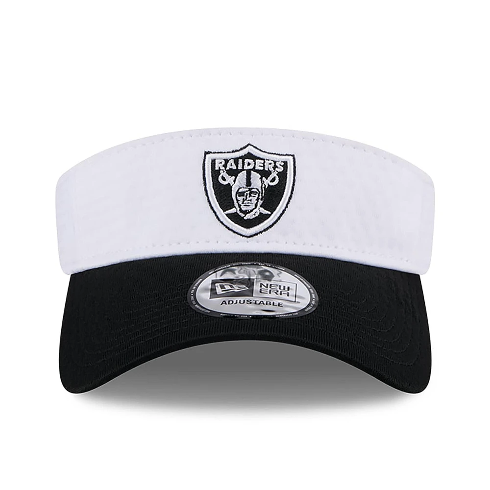 Men's New Era White/Black Las Vegas Raiders 2024 NFL Training Camp Adjustable Visor