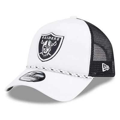 Casquette de camionneur réglable 9FORTY New Era pour hommes, Las Vegas Raiders Court Sport Foam Front A-Frame, blanc/noir