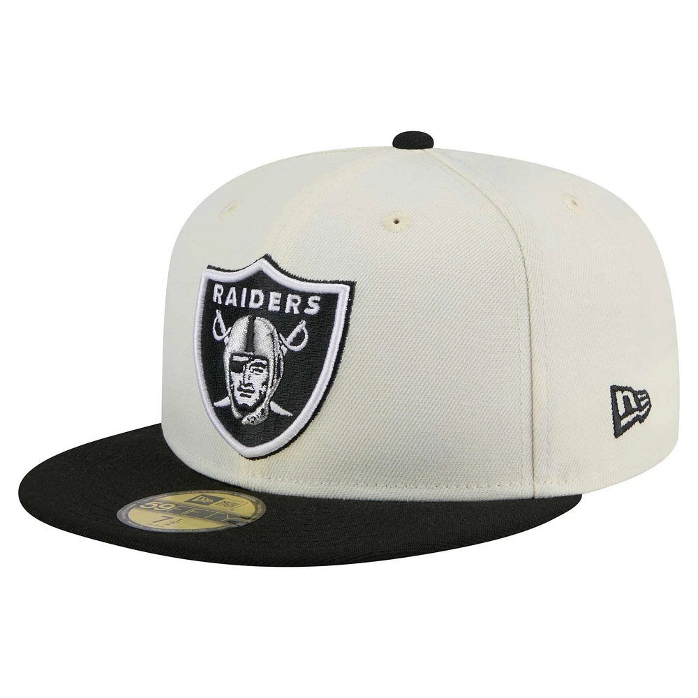 Men's New Era  White/Black Las Vegas Raiders Main 59FIFTY Fitted Hat