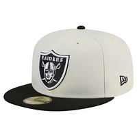 Men's New Era  White/Black Las Vegas Raiders Main 59FIFTY Fitted Hat