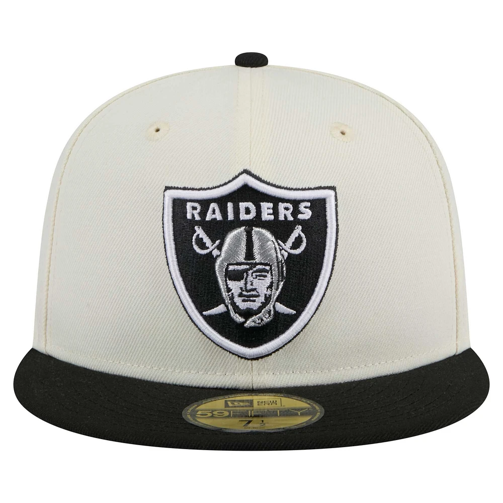 Men's New Era  White/Black Las Vegas Raiders Main 59FIFTY Fitted Hat