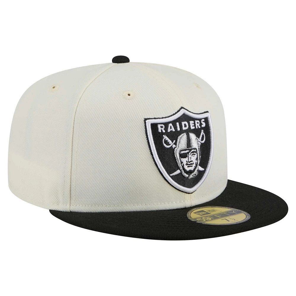 Men's New Era  White/Black Las Vegas Raiders Main 59FIFTY Fitted Hat