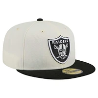 Men's New Era  White/Black Las Vegas Raiders Main 59FIFTY Fitted Hat