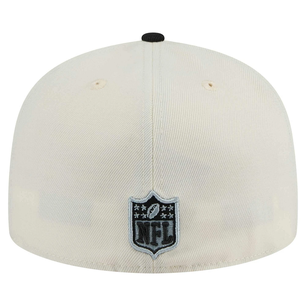 Men's New Era  White/Black Las Vegas Raiders Main 59FIFTY Fitted Hat