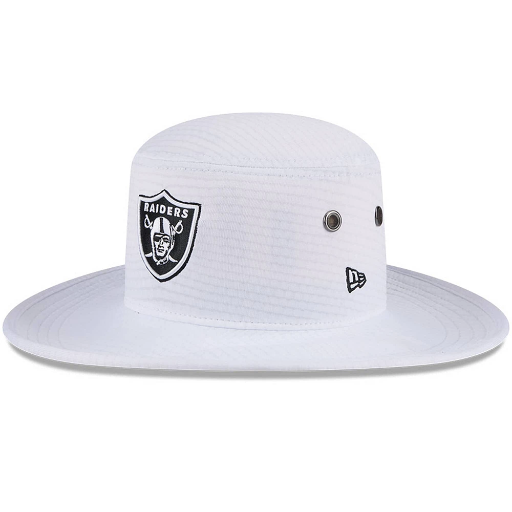 Bob New Era blanc Las Vegas Raiders 2024 NFL Training Camp Panama pour homme