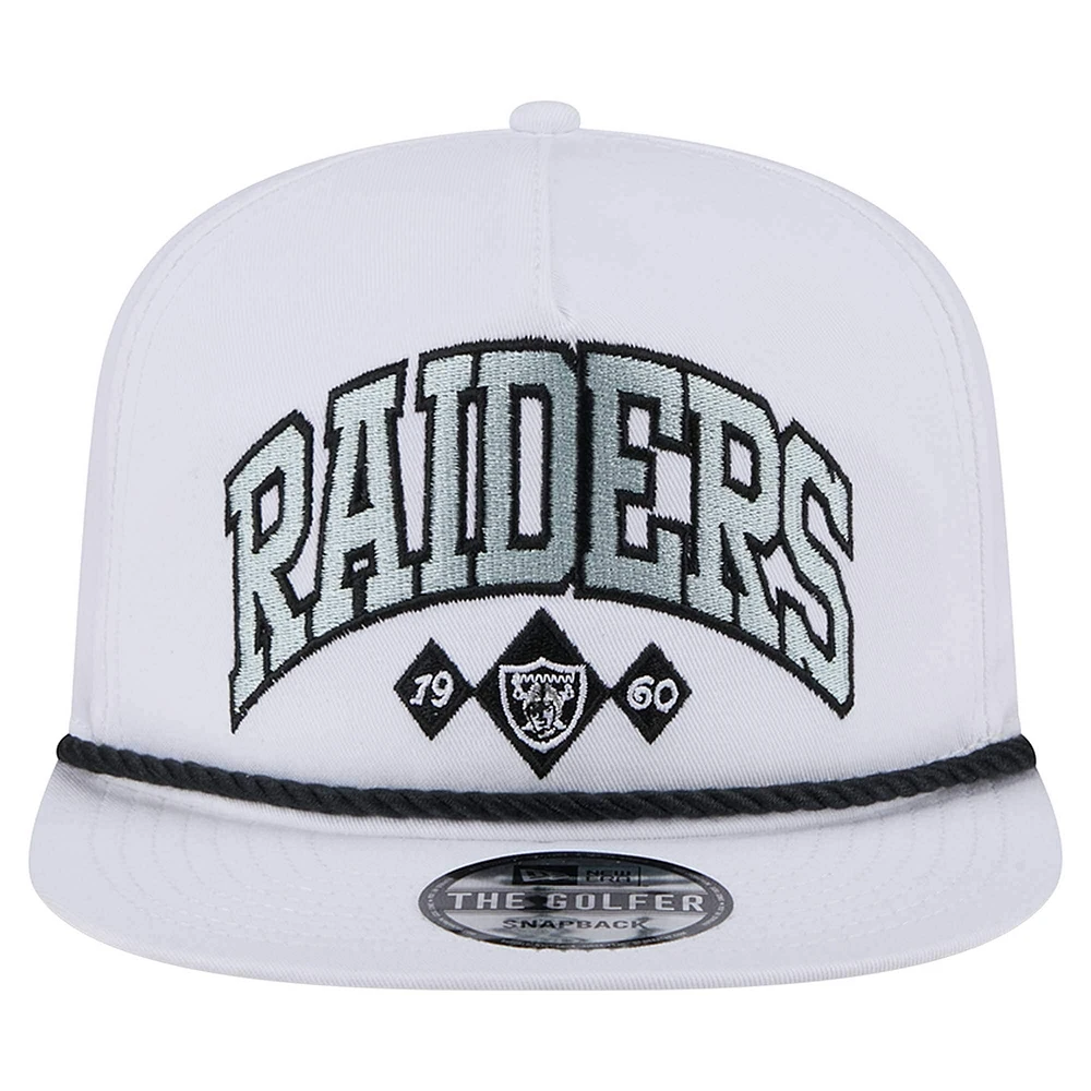 Men's New Era White Las Vegas Raiders Diamond Golfer Snapback Hat