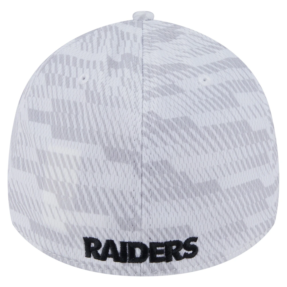 Casquette New Era blanche Las Vegas Raiders Gameday Graded 39THIRTY Flex pour homme