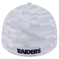 Casquette New Era blanche Las Vegas Raiders Gameday Graded 39THIRTY Flex pour homme