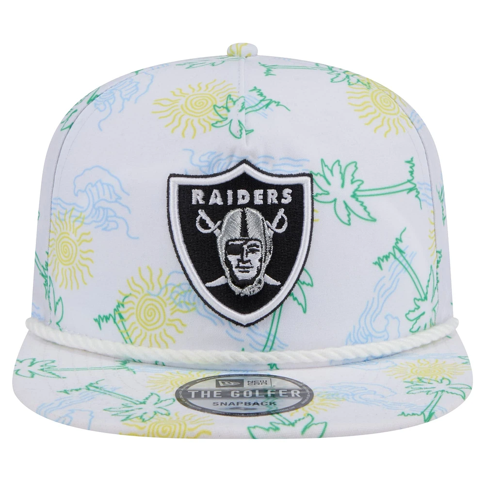 Men's New Era White Las Vegas Raiders Vacay Golfer Snapback Hat