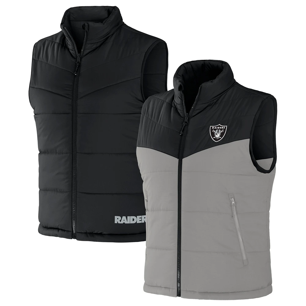 Collection NFL x Darius Rucker pour homme par Fanatics Black Las Vegas Raiders Gilet entièrement zippé à couleurs contrastées