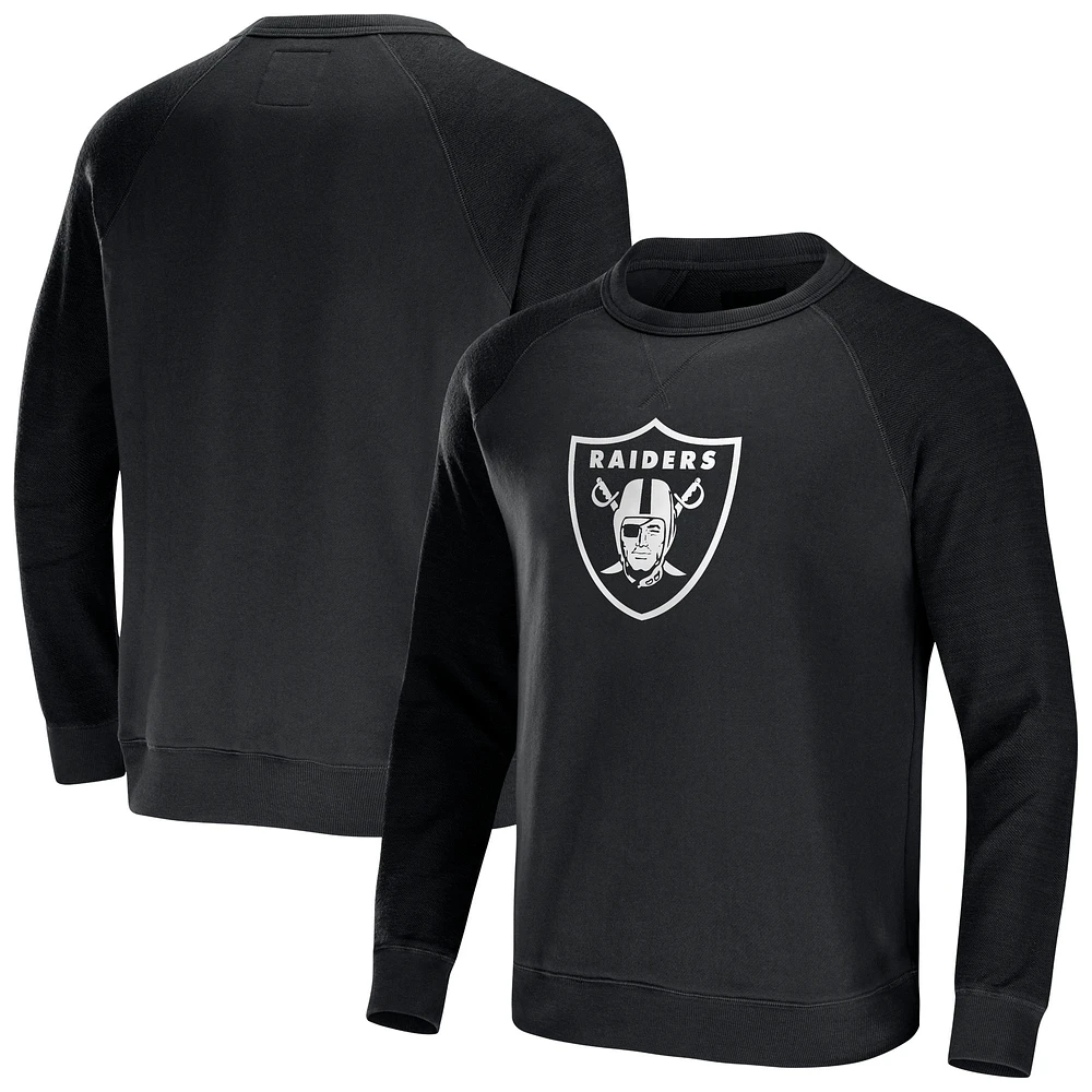 Men's NFL x Darius Rucker Collection by Fanatics  Black Las Vegas Raiders Distressed Lightweight Pullover Sweatshirt