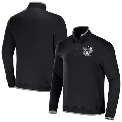 Men's NFL x Darius Rucker Collection by Fanatics Black Las Vegas Raiders Logo Quarter-Zip Top