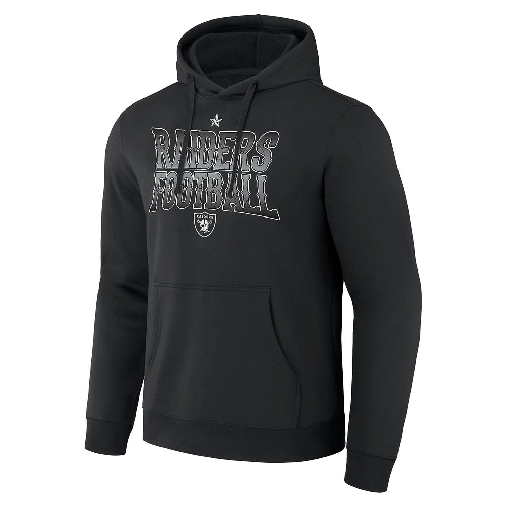 Men's NFL x Darius Rucker Collection by Fanatics  Black Las Vegas Raiders Rock N' Football Pullover Hoodie